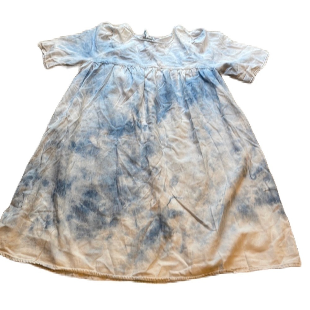 Old Navy L ss swing mini blue tie dye dress 100% Cotton EUC Clouds Women’s